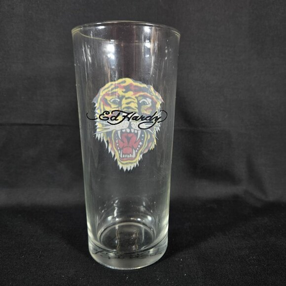 Vintage Retro Don Ed Hardy Hi Ball Drinking Glass Roaring Tiger Y2k 14 oz Cup - Picture 2 of 7